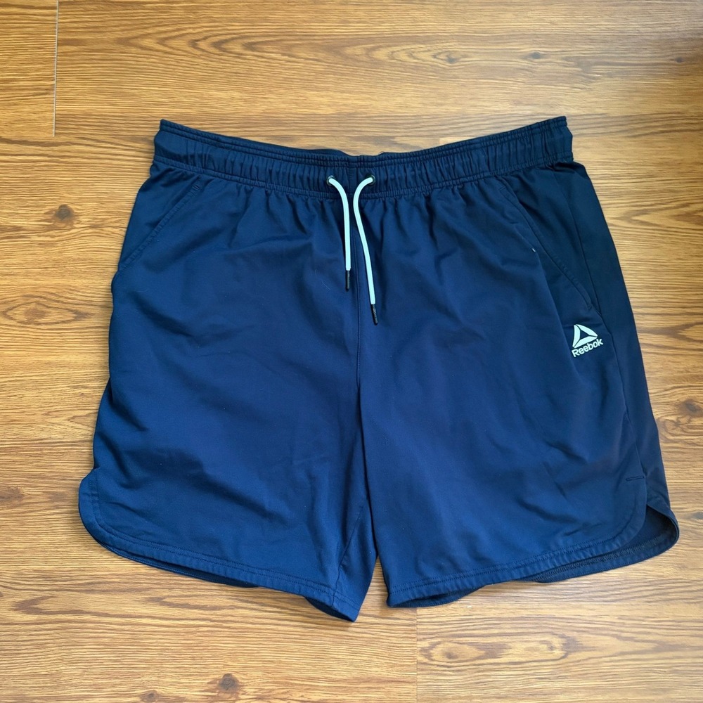 Reebok Mens Athletic Shorts‎ Navy Blue 2XL Gym Workout Running Drawstrings